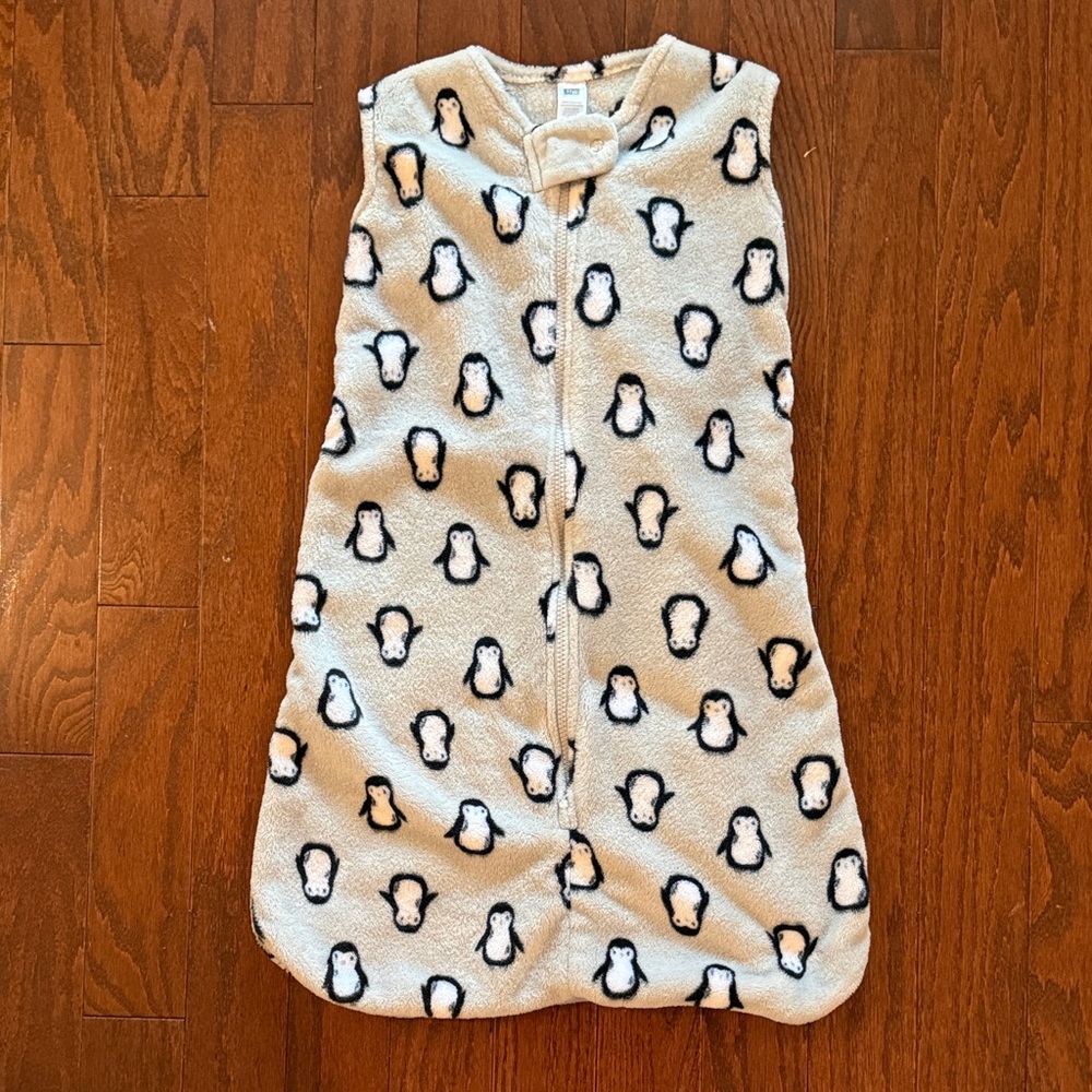 Hudson Baby Grey Penguin Plush Sleeveless Sleepsack 6-12 M